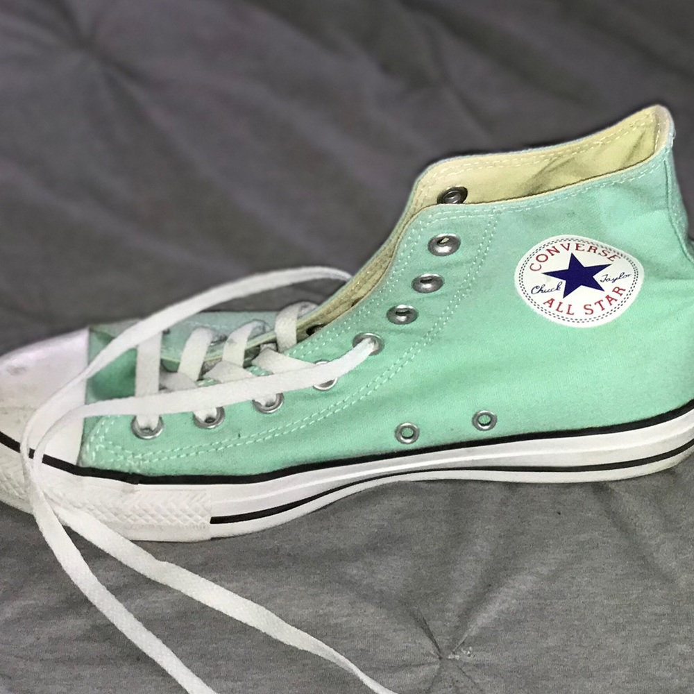mint green high top converse